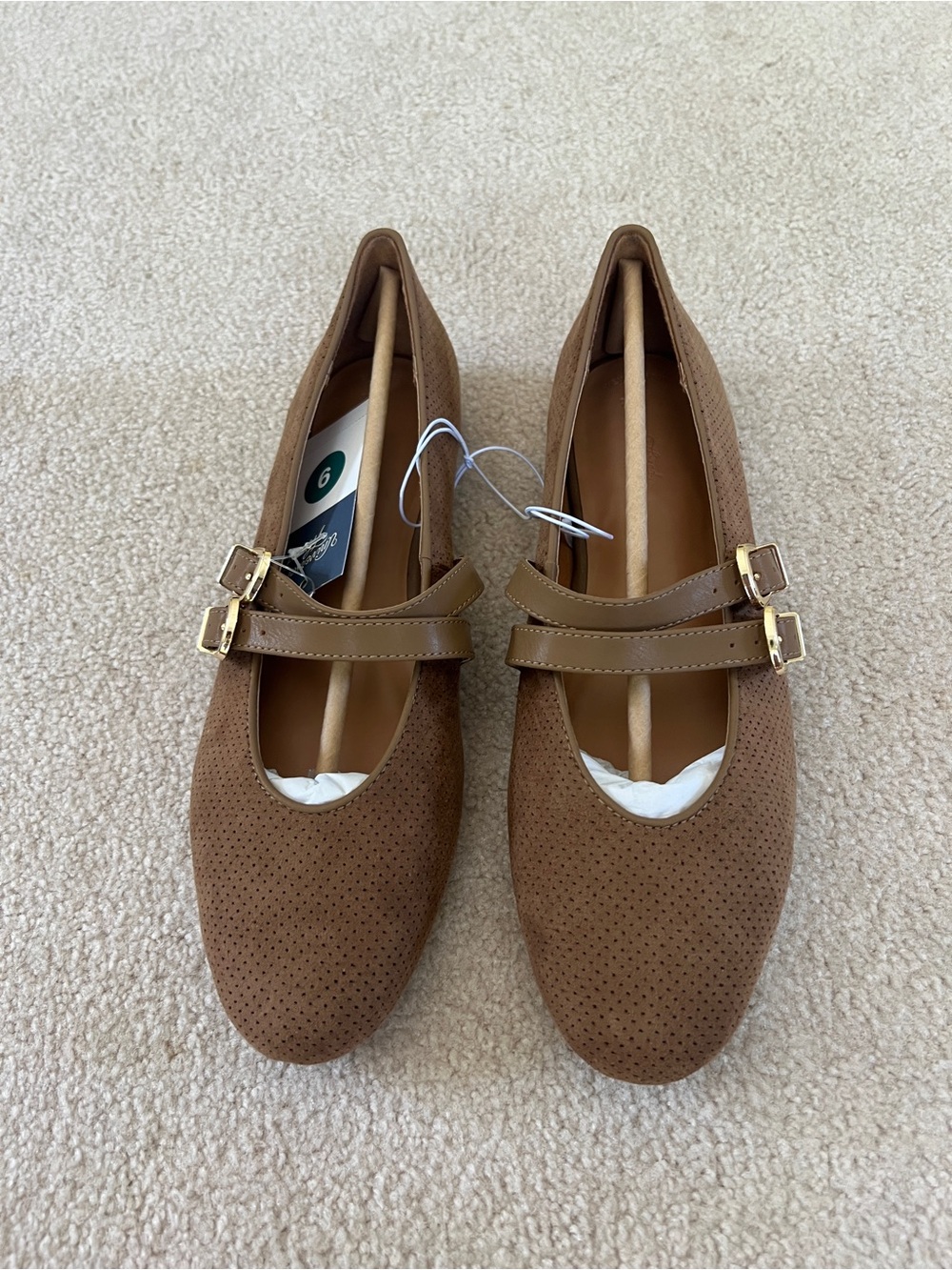 Women's Brown Double-Strap Mary Jane Flats